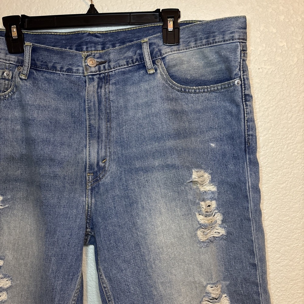Size 40 Levi Strauss Cut Off Jean Shorts Blue Denim Distressed - Picture 8 of 15